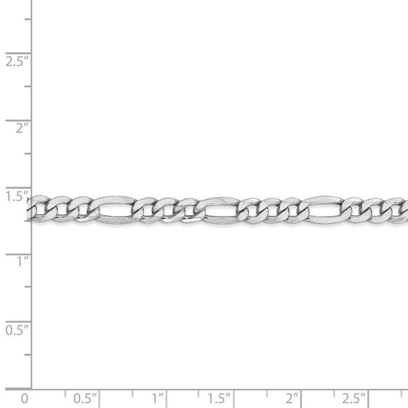 5.35mm, 14k White Gold, Hollow Figaro Chain Necklace, 20 Inch